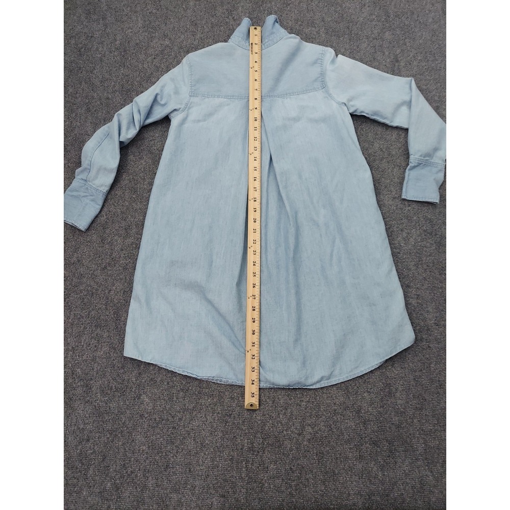 Baldwin Shirt Dress Womens Medium Blue Chambray Long Sleeve Button Up Pockets - Picture 7 of 12